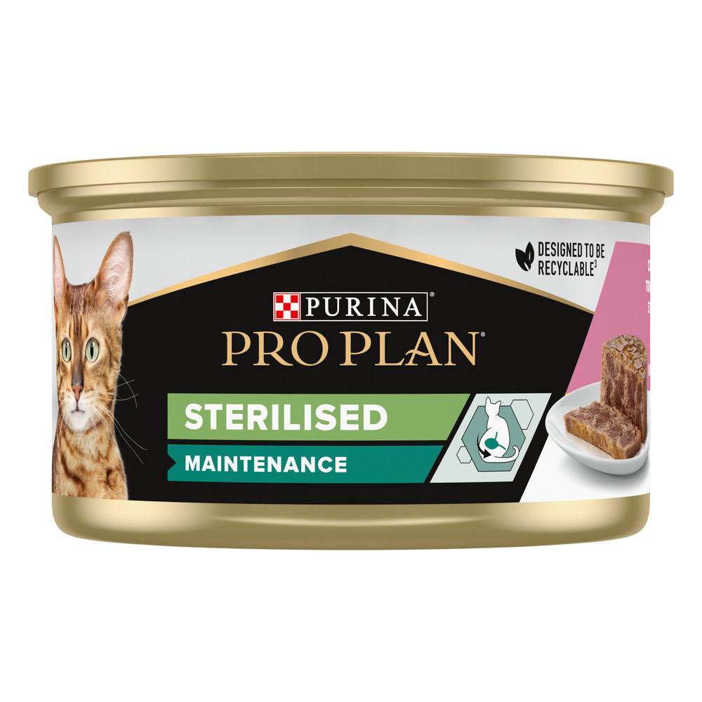 Паштет PRO PLAN® Sterilised для стерилизованных кошек и кастрированных котов, с тунцом