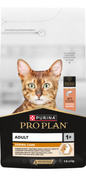 PRO PLAN® DERMA CARE для взрослых кошек для красоты шерсти и здоровья кожи, с высоким содержанием лосося
