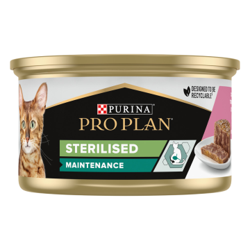 Паштет PRO PLAN® Sterilised для стерилизованных кошек и кастрированных котов, с тунцом